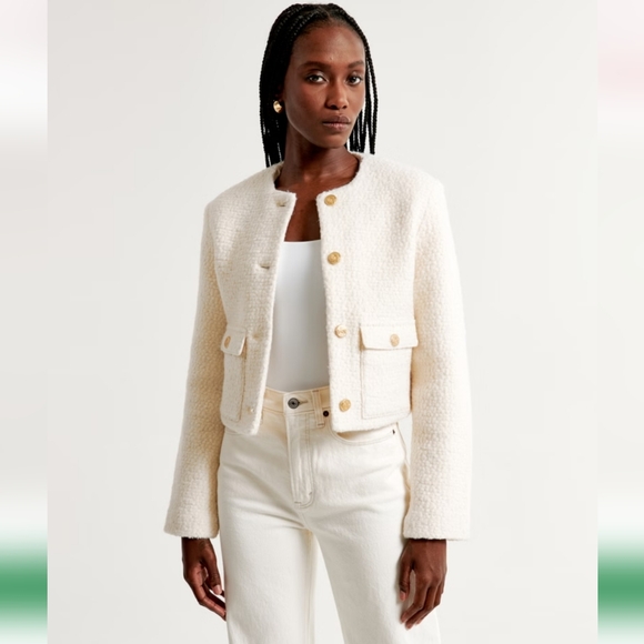 NWT Abercrombie Collarless Boucle Jacket | Size XL - Picture 3 of 12